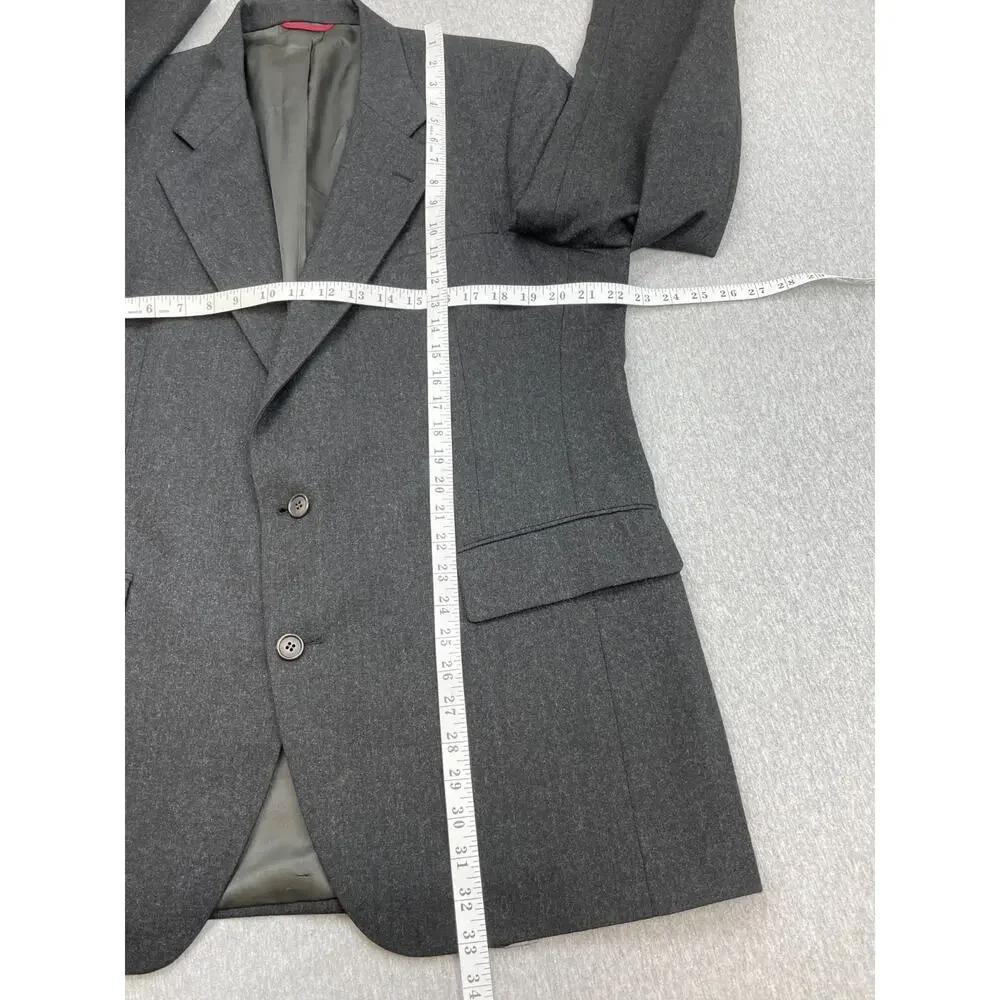 Jos A Bank Blazer Mens 44L Gray 100% Wool 2 Button Single Breasted Made In USA
